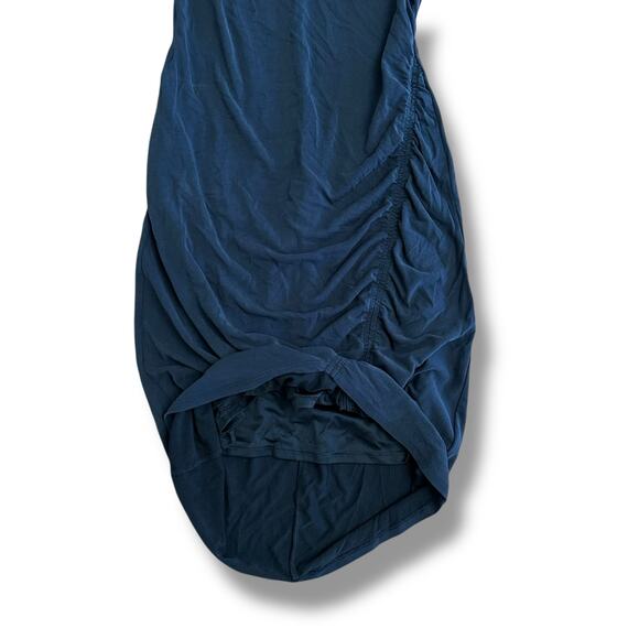 Express Women’s Black Sleeveless Ruched Midi Dress Tulip Hem Bodycon Tank XS - Picture 6 of 8